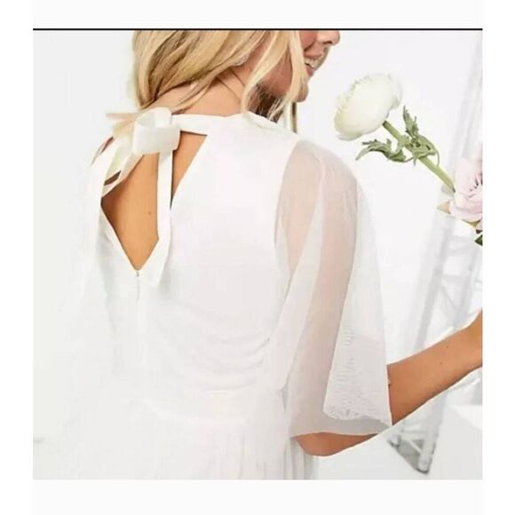 NWT, Anaya with love, bridesmaids dress. Taupe Blush. Tulle flutter sleeves. Siz - Picture 8 of 10